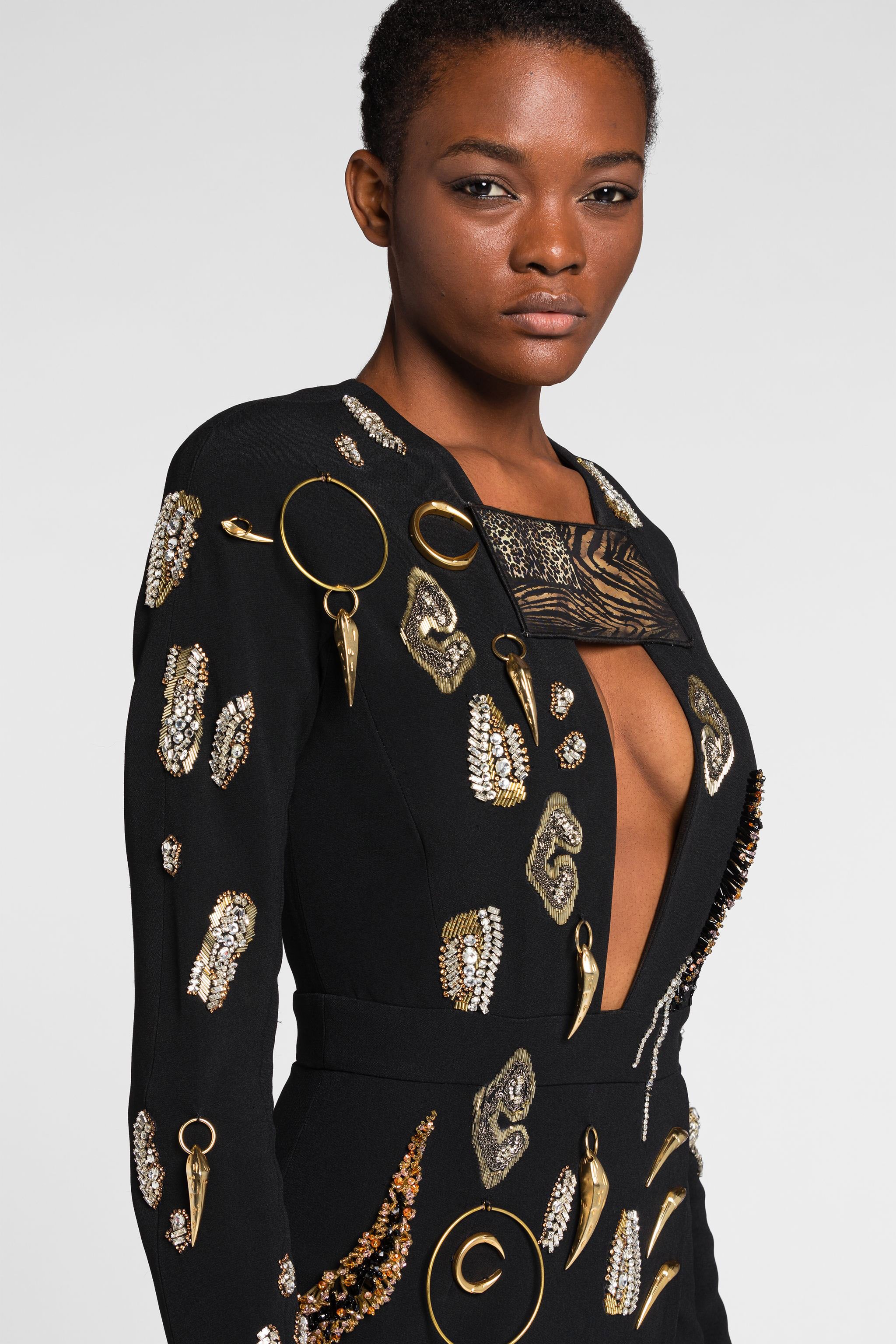 ROBERTO CAVALLI MAXIKLEID MIT KRISTALLVERZIERUNGEN