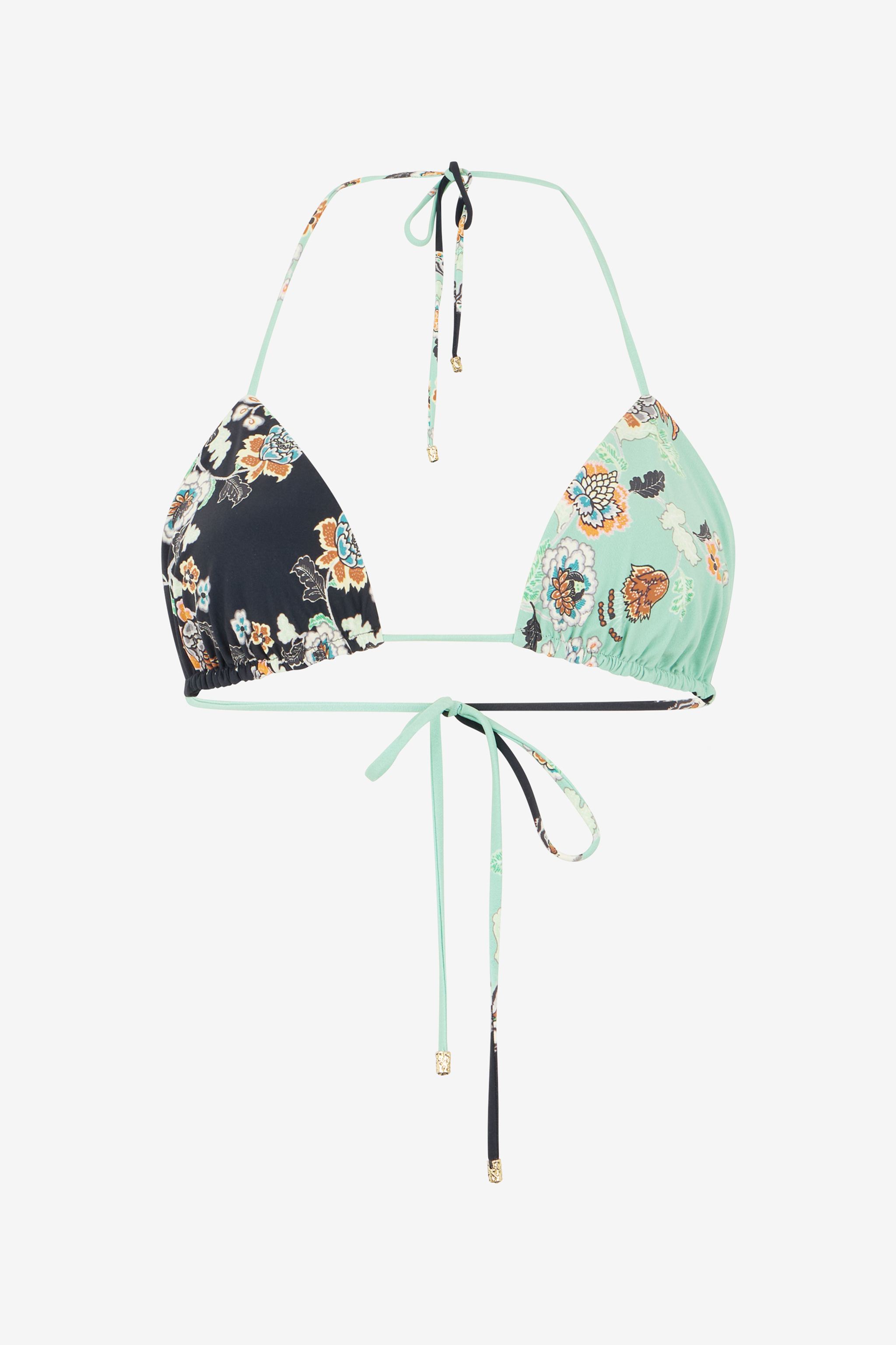 Roberto Cavalli Women's Green/Black Kimono Print Bikini Top - Bikini