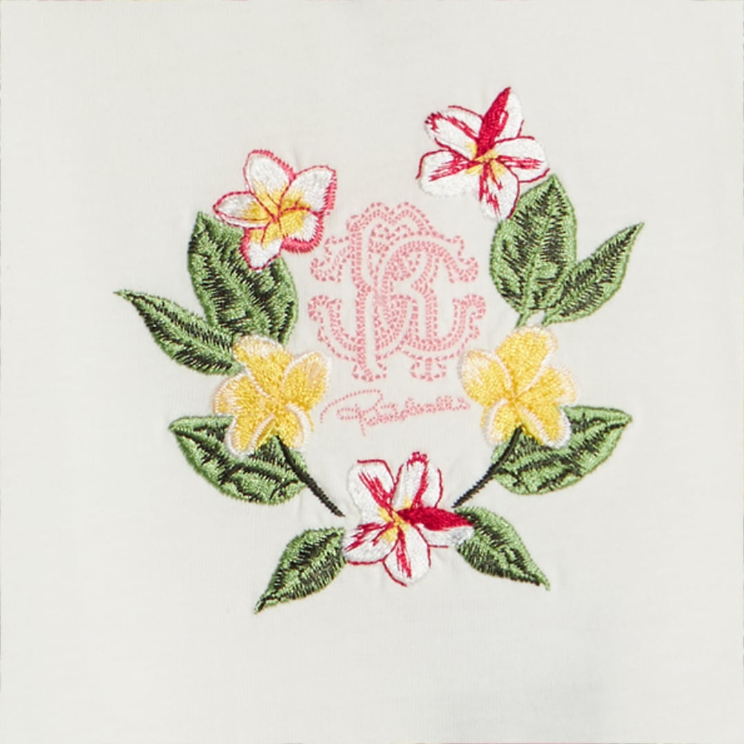  Roberto Cavalli T-shirt With Rc Monogram And Floral Embroidery - Female Baby Girls (6m-3y) White 03a 