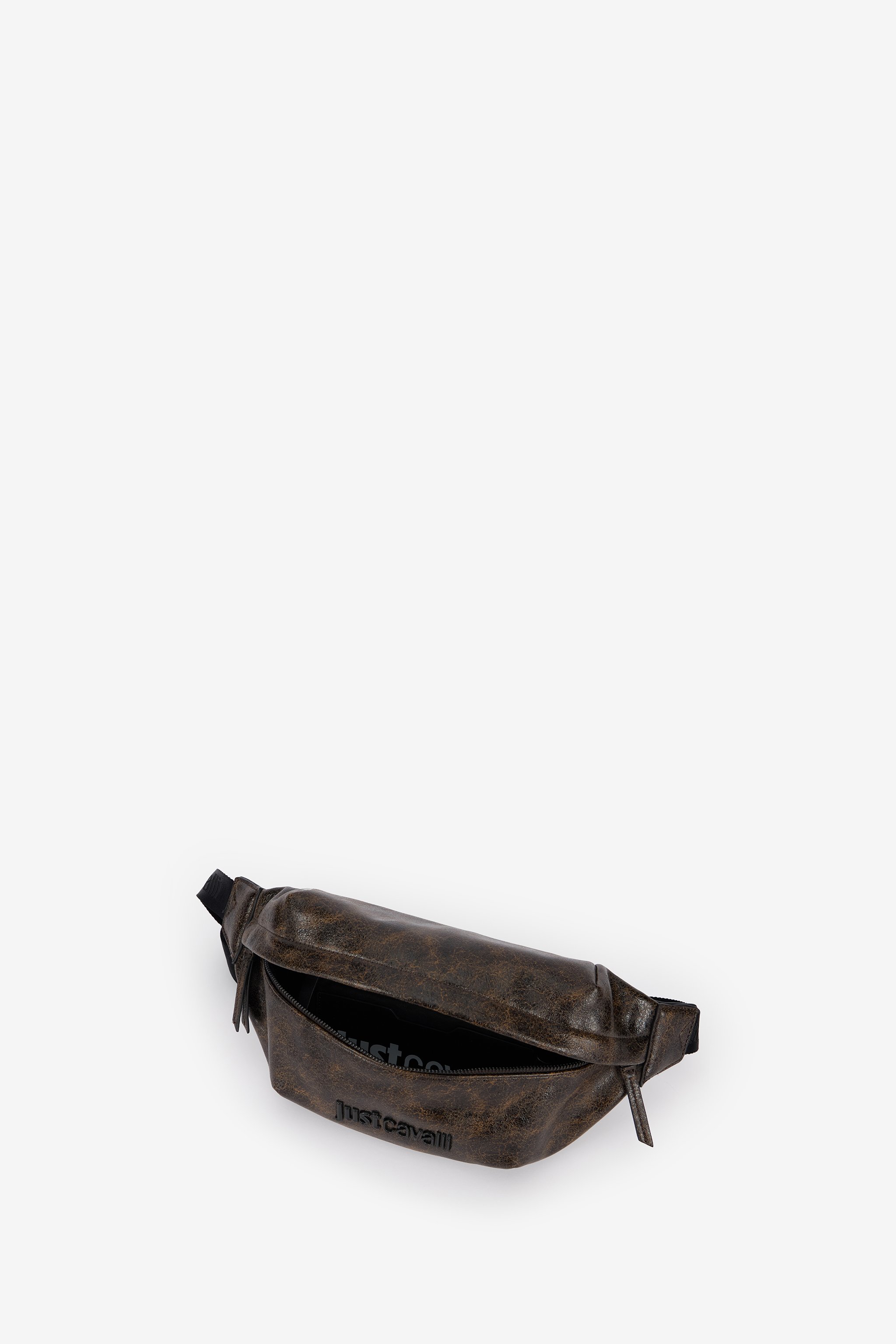 Roberto Cavalli Distressed-effect Brown Belt Bag In Brown
