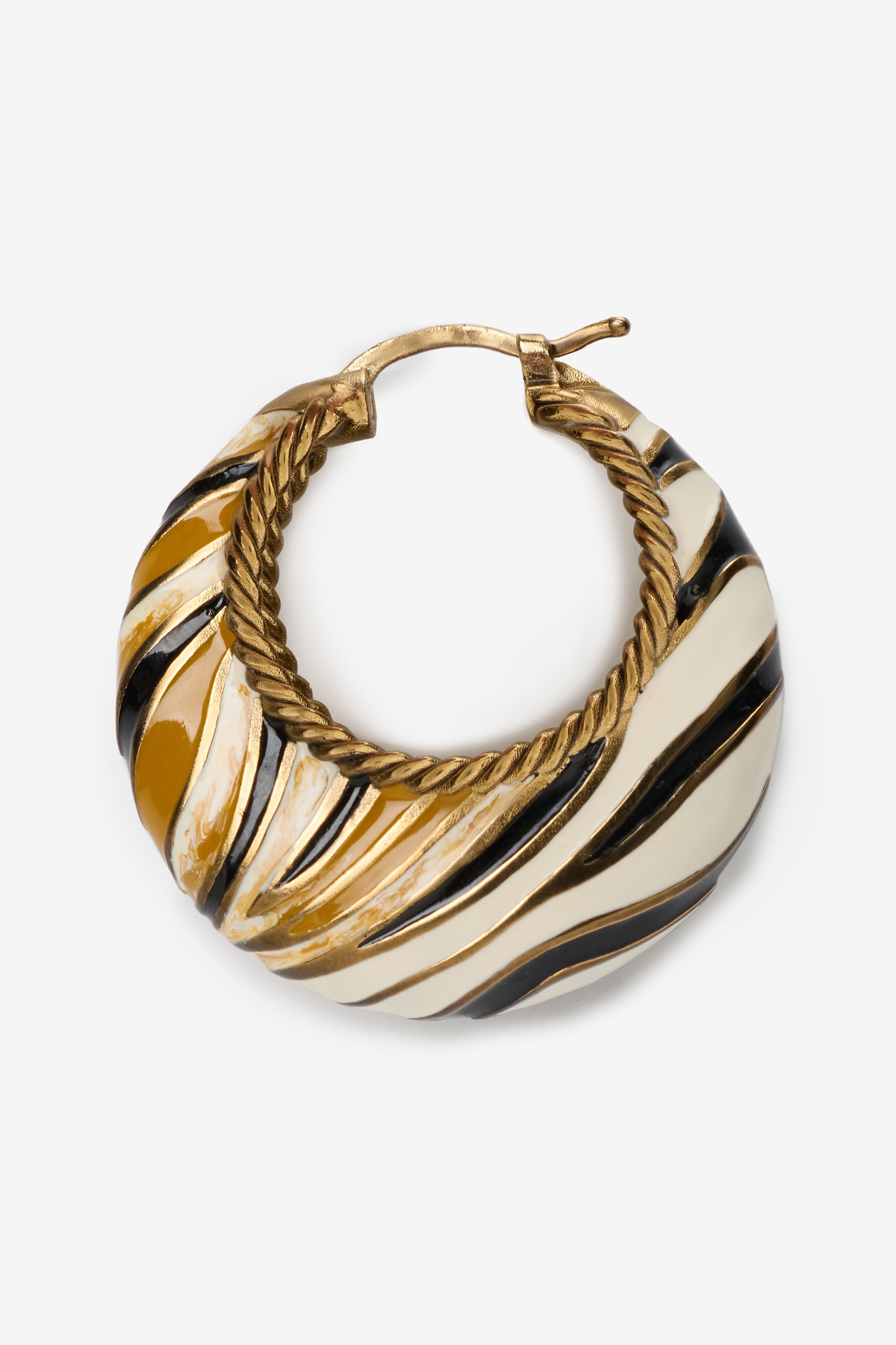 Hoop Earrings With Ray Of Gold Pattern