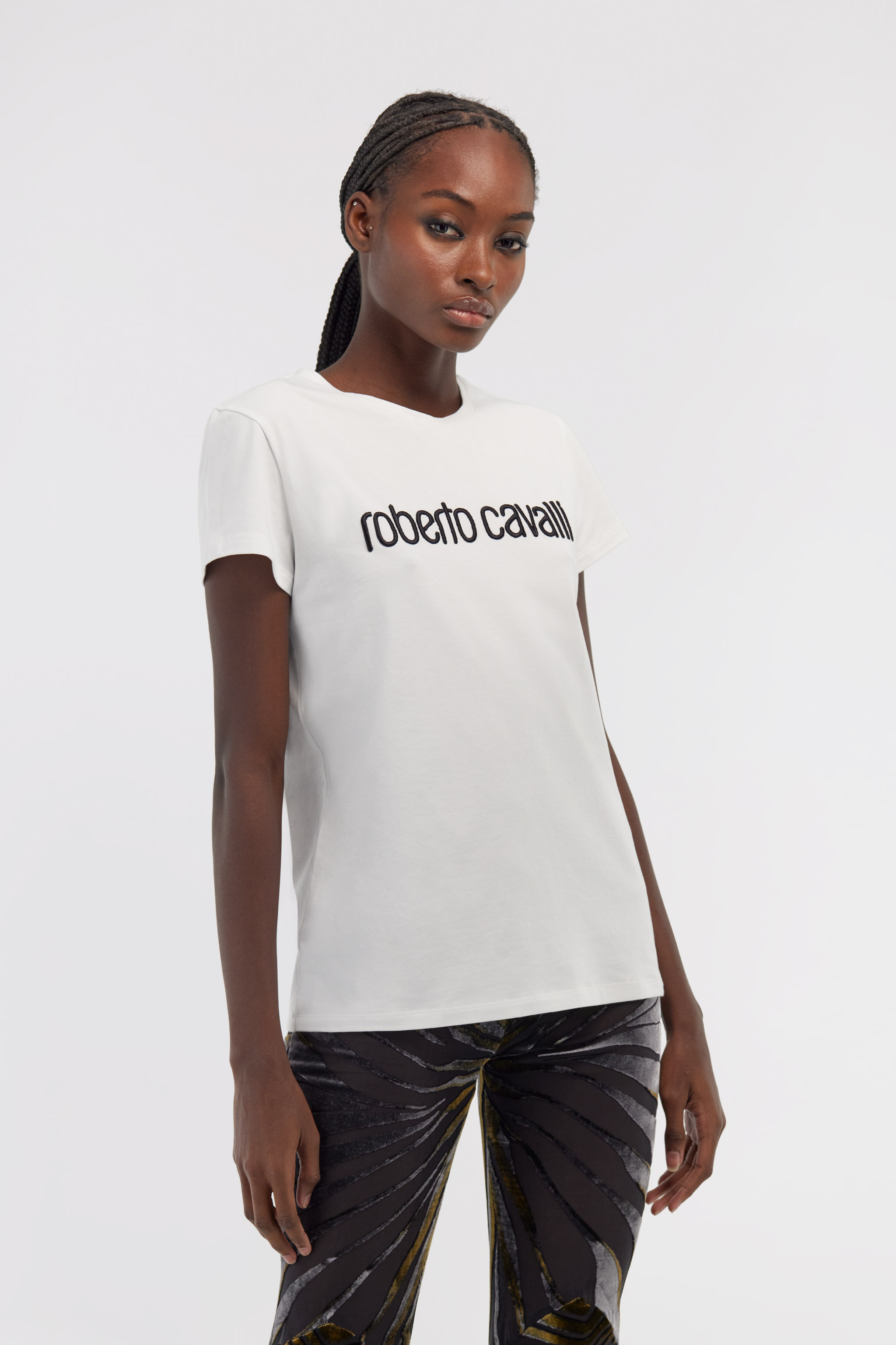 Shop Roberto Cavalli Logo T-shirt In White