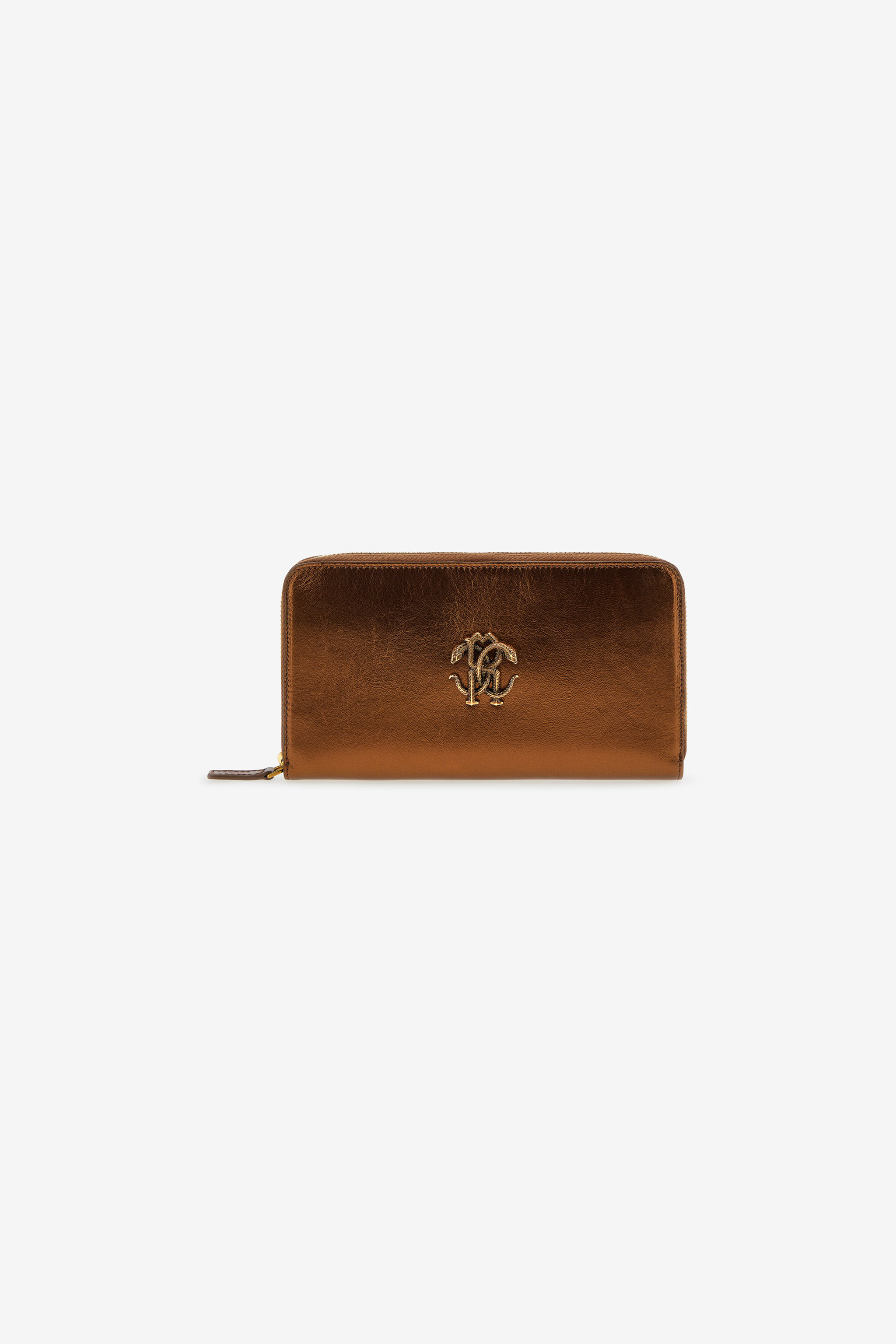 Wallet with Monogram RC and zip | BRONZO | Women | Roberto Cavalli ZM
