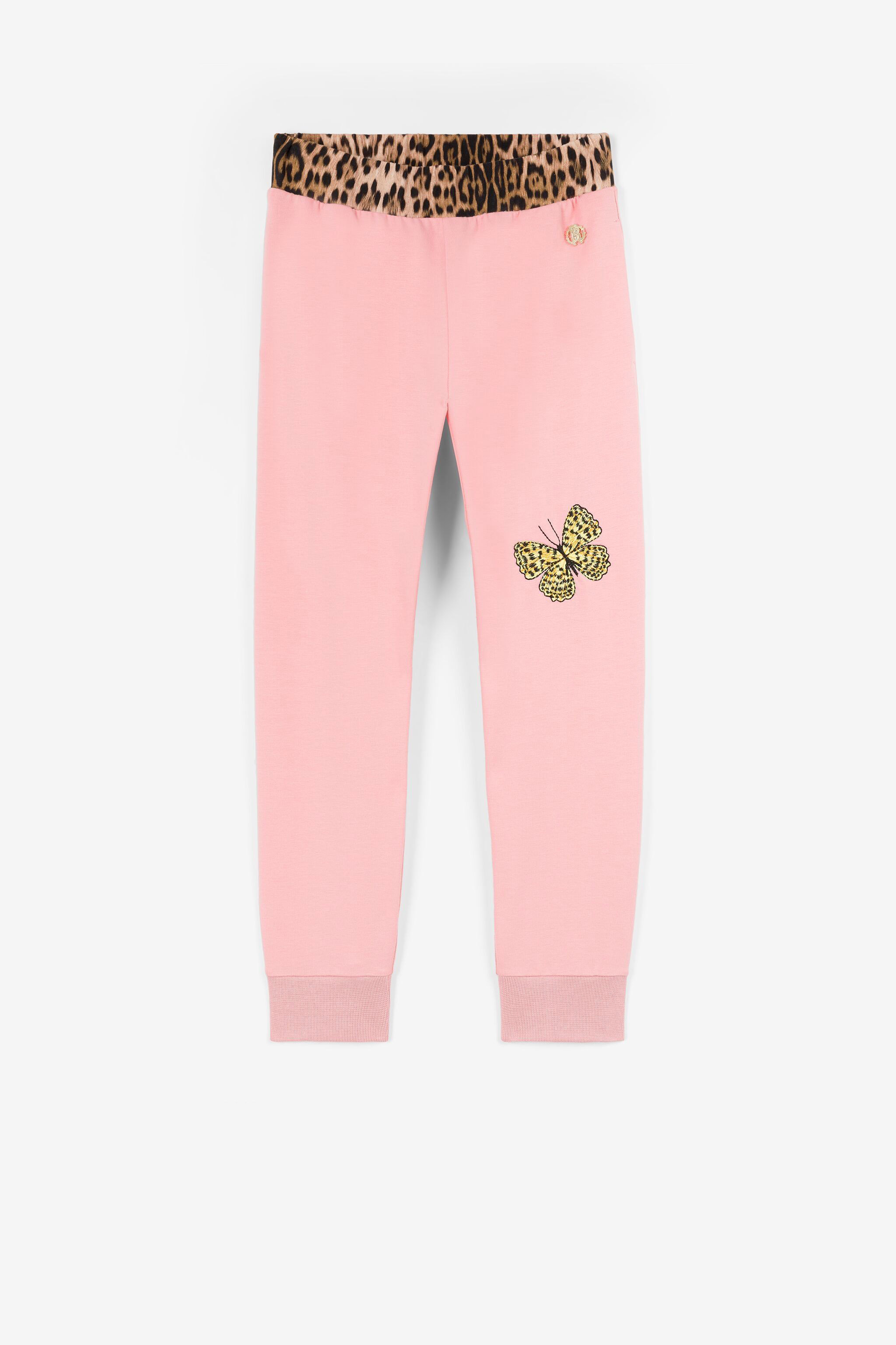 Leopard-Print Butterfly-Embroidered Sweatpants | PINK | Last chance |  Roberto Cavalli US