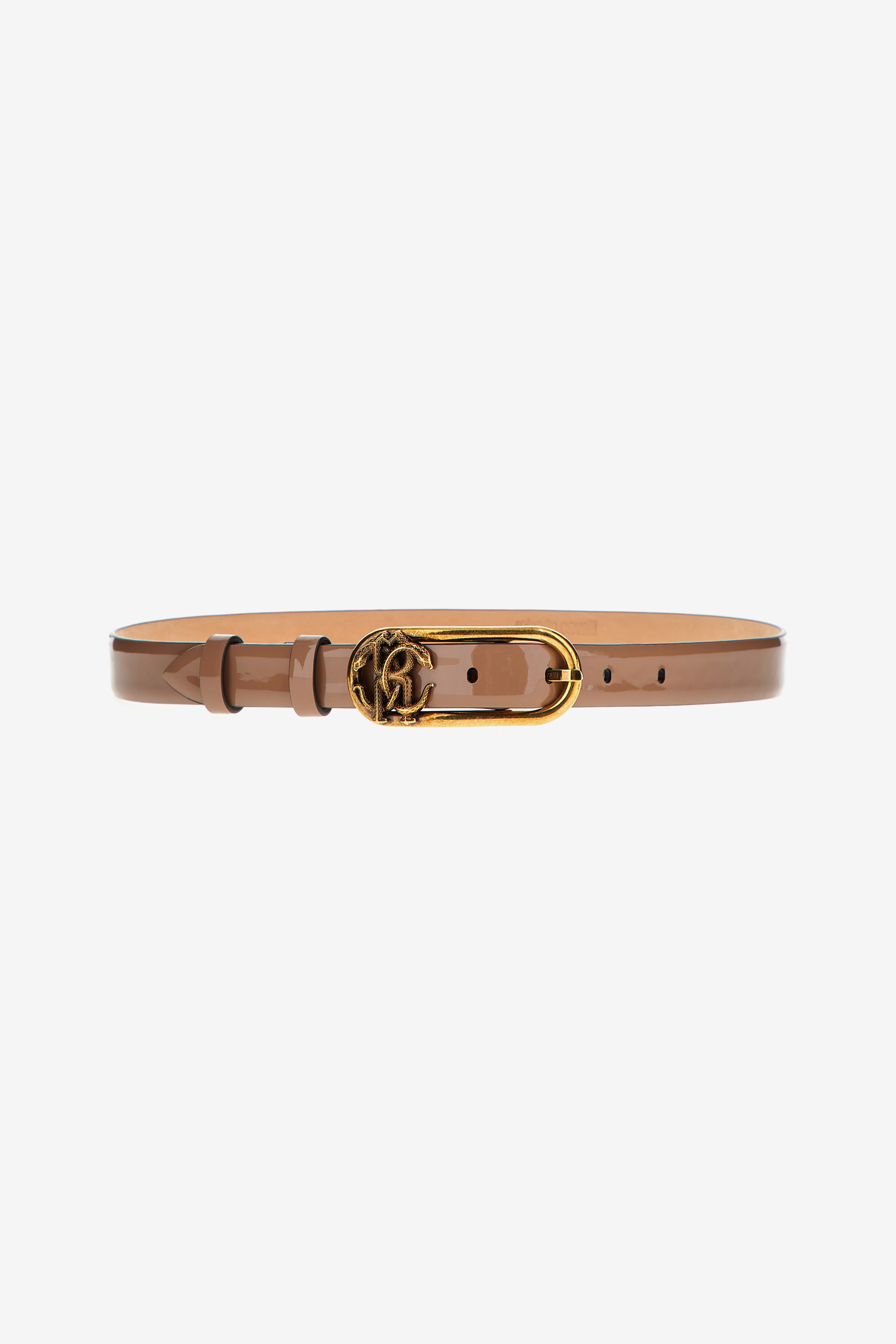 Leather belt with Monogram Mirror Snake | NUDE | Women | Roberto Cavalli MS